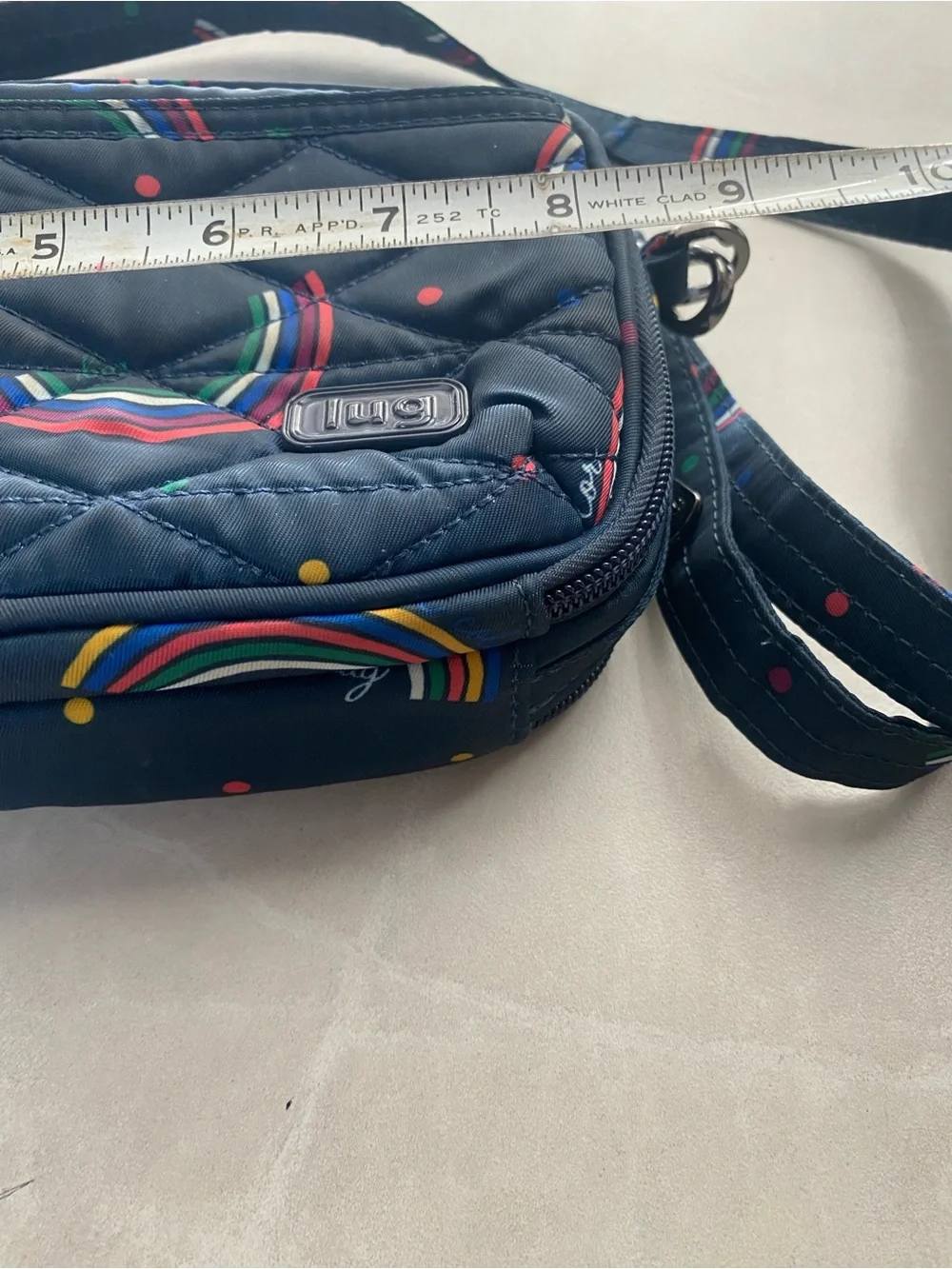 lug Navy Quilted Crossbody with Rainbow Print